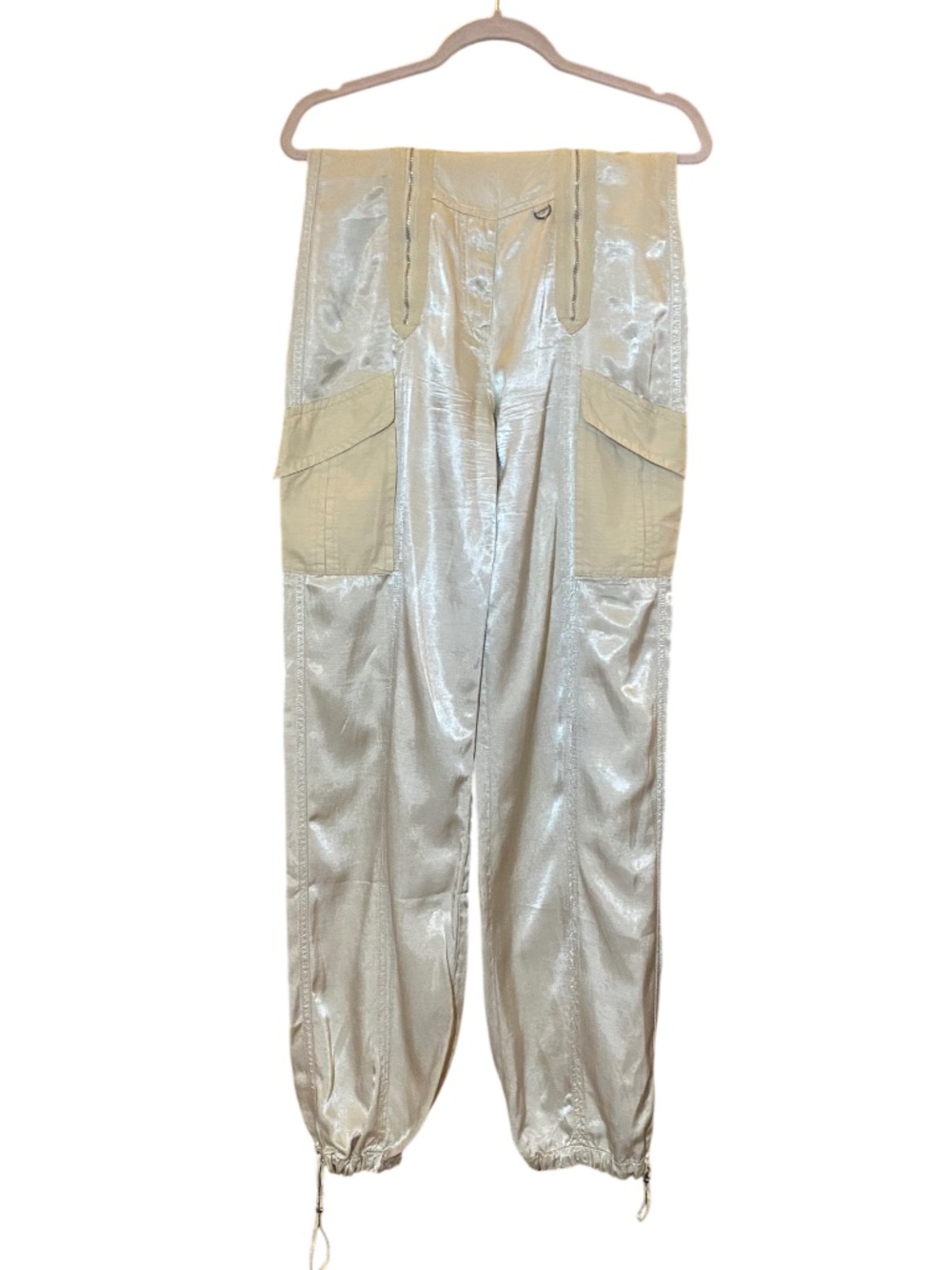VTG Biscote Seymour Metallic Cargo Jumpsuit • Y2K Archival Cyber Gorpcore S NWOT - Picture 3 of 16